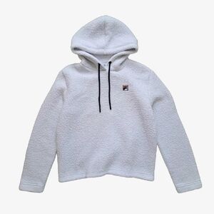 white FILA sherpa hoodie